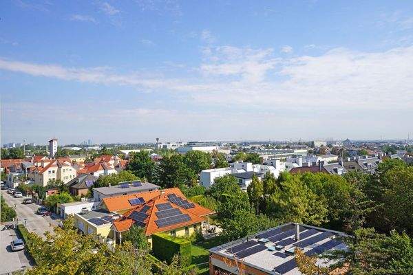 Ausblick von der Dachterrasse nach Nordosten Richtung südliches Wien