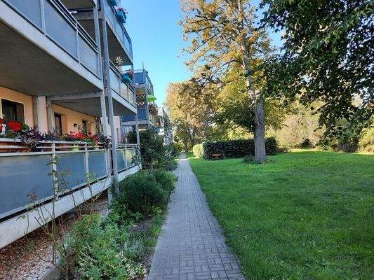 K1024_Blick auf Außenanlagen vor den Hauseingängen 77 -79