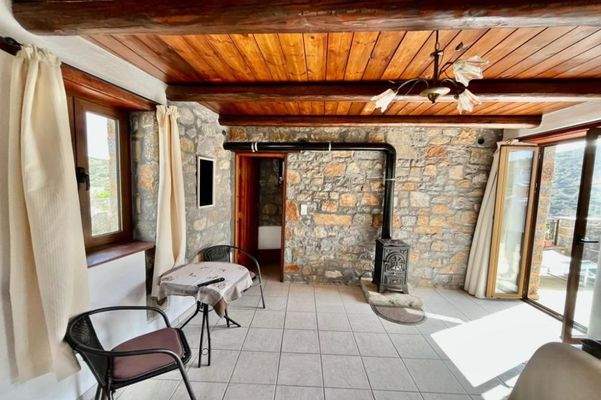 Kreta, Nofalias: Schönes, freistehendes Steinhaus mit 2 Schlafzimmern, Garten und Meerblick von der Terrasse