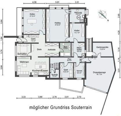 Grundrissbeispiel Souterrain