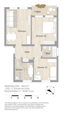 Grundriss farbig / möbliert