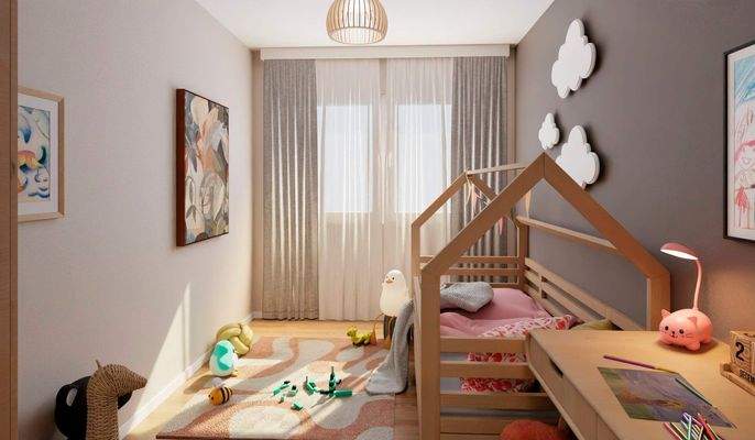 Das zweite Schlafzimmer für die Nutzung als Kinder