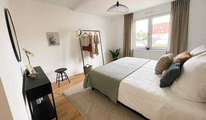 Blick in das Schlafzimmer