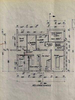 Grundriss Kellergeschoss mit integrierter Garage