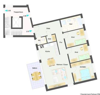 Grundriss Wohnung 2.07 Obergeschoss