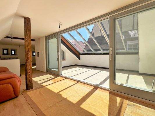 Schiebetür offen, Dach zu