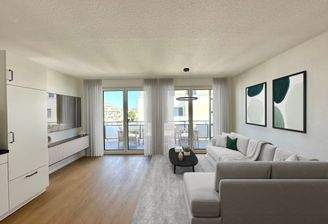 Helles Wohnzimmer mit Küche