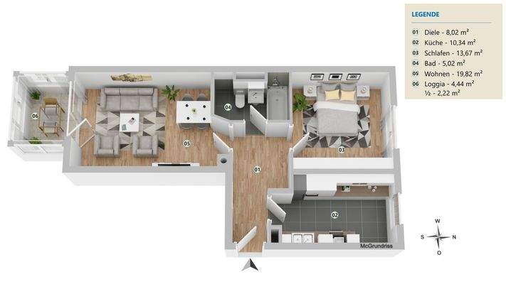 Helle Wohnung mit Südbalkon