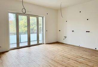 Wohn- / Ess- / Küchenbereich mit Zugang zum 1. Balkon