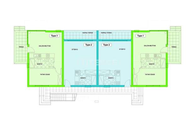 Apartments with Pools Within Walking Distance to Sea in Tatlısu