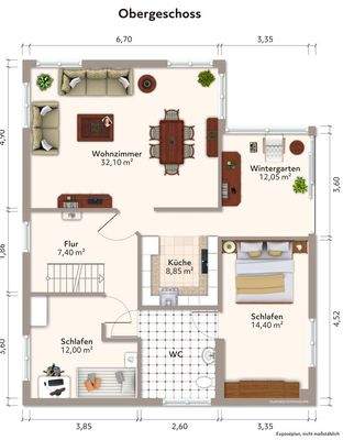 Wohnhaus OG Grundriss grob