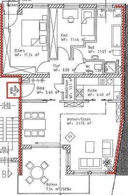 Grundriss der Wohnung