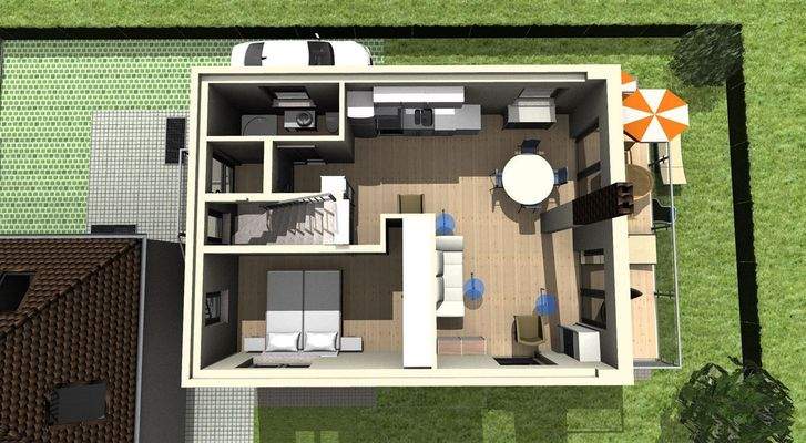 3D-Grundriss Obergeschoß von Westen