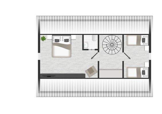Grundriss Obergeschoss geändert durch WC-Raum in Vorbereitung