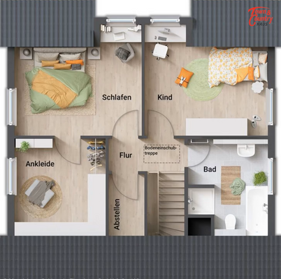 Grundriss Bebauungsbeispiel Einfamilienhaus OG