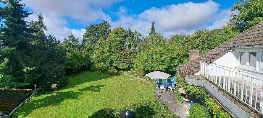 Blick von oben in Garten