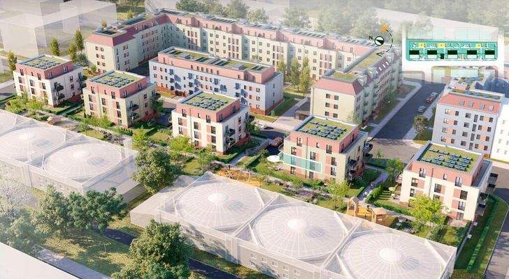 Markierte Wohnung in der Außenansicht