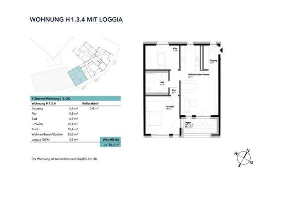 Wohnung H1.3.4 mit Loggia