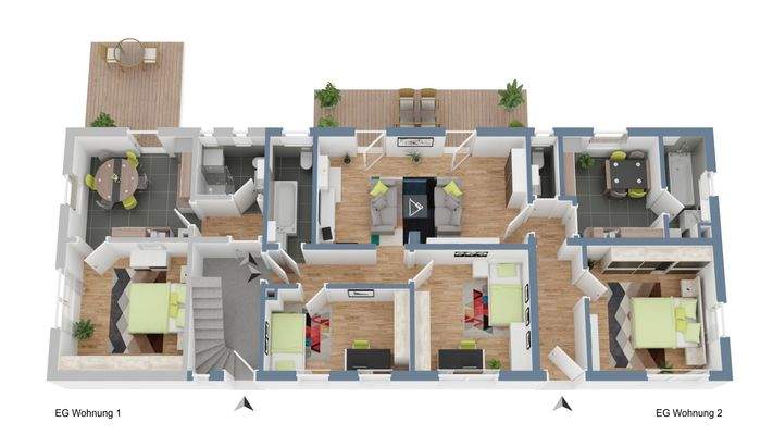 Unverbindlicher 3D Grundriss des Erdgeschosses