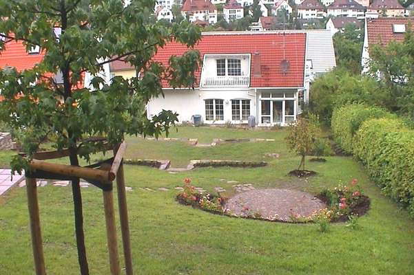 Außenansicht Hausrückseite mit Garten