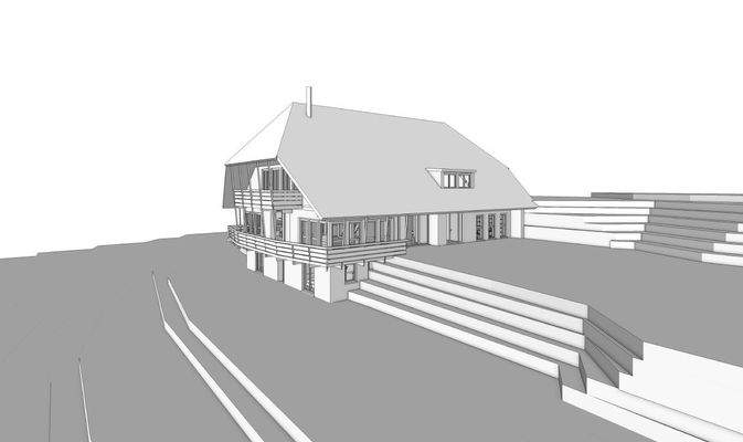 Perspektive des Gebäudes mit Geländedarstellung