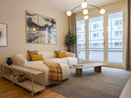 Musterfoto Wohnzimmer mit Balkon