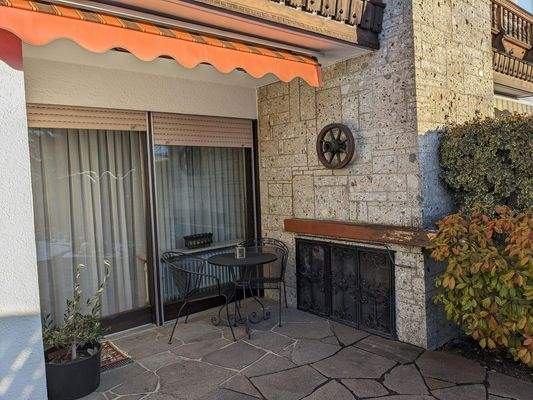 Terrace with open fireplace