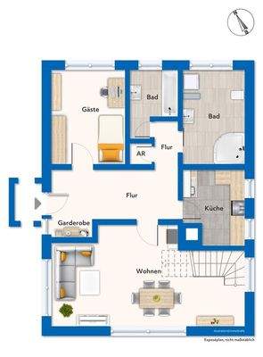 Erdgeschoss mit Mustermöblierung