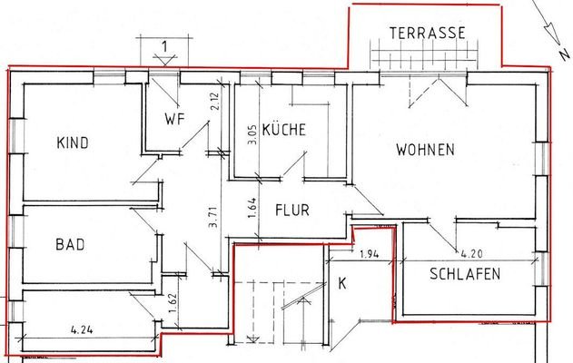 Grundriss der Wohnung 1