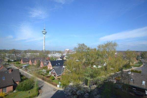 Aussicht vom Balkon über Heide