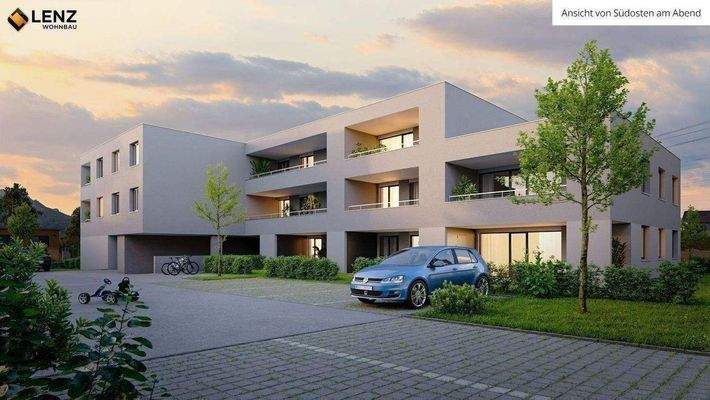 Ansicht von Südosten am Abend