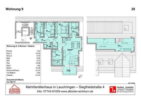 Grundriss Wohnung 9: 4 Zimmer + Galeriezimmer