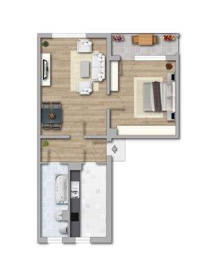 Regelgrundriss Nestlerstraße 29-43, 2-Zimmerwohnung