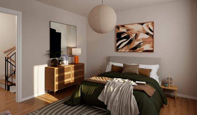 Helles und komfortables Schlafzimmer