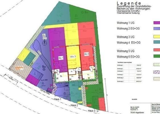 Zuordnung der Grundstücksflächen der Wohnung im EG