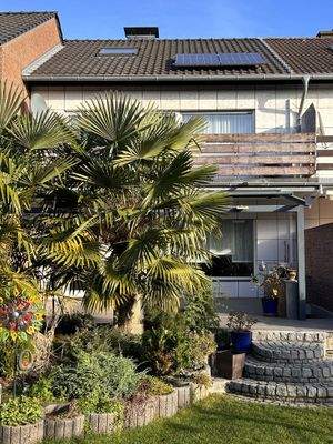 Blick zum Haus aus Garten