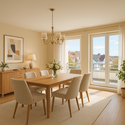 Einrichtungsbeispiel Esszimmer KI generiert 