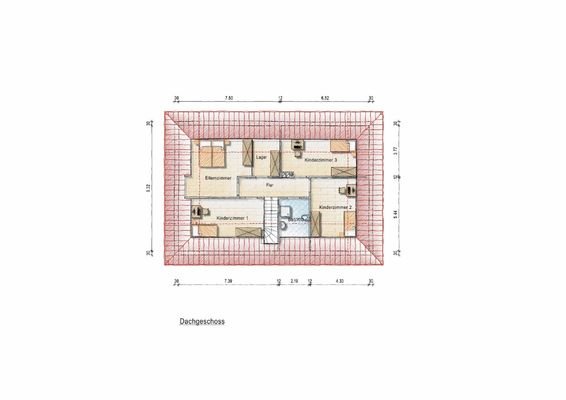 Grundriss Dachgeschoss (nicht maßstäblich)