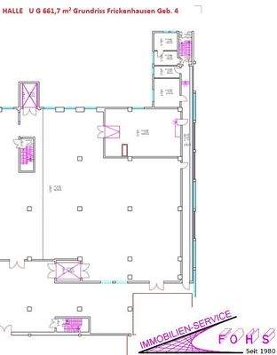 Halle UG 661,7 m² Geb. 4 Grundriss 