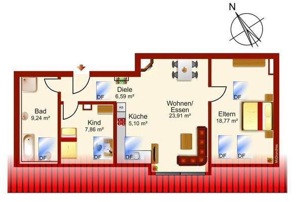 Grundriss der Wohnung 