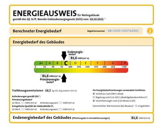 Auszug aus dem Energieausweis