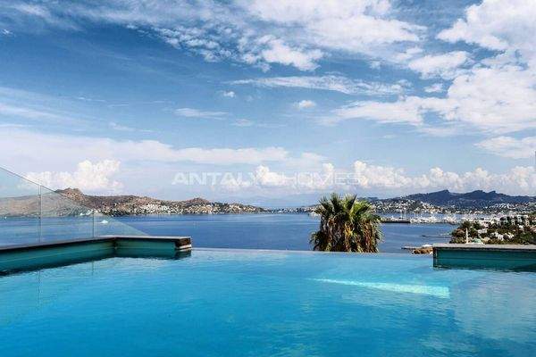 Marina and Sea View House in Bodrum with Pool