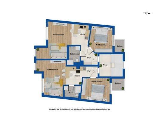 Grundriss 1.- 3.Obergeschoss