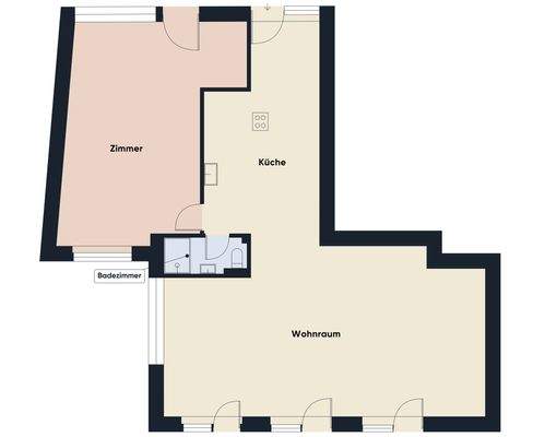 Grundriss ohne Maßstab - 2-Zimmer Wohnung