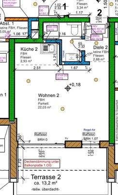 Werkplan Whg. 2 mit Grundrissänderung
