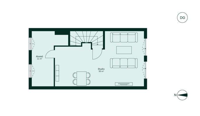 Ausgebautes Dachstudio und ein großer Abstellraum sorgen für zusätzlichen Platz