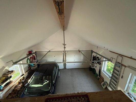 Doppelgarage, Ansicht aus Dachboden