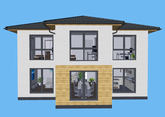 und einer symmetrischen Südansicht