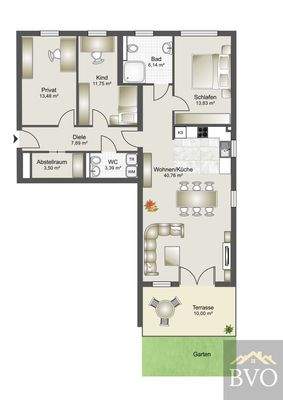 Grundriss Gartenwohnung