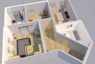 Grundriss mit möglicher Einrichtung